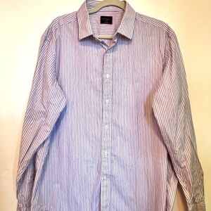 UNTUCKit Mens Dress Shirt XL Vaudon Lavender White Striped Regular Fit EUC